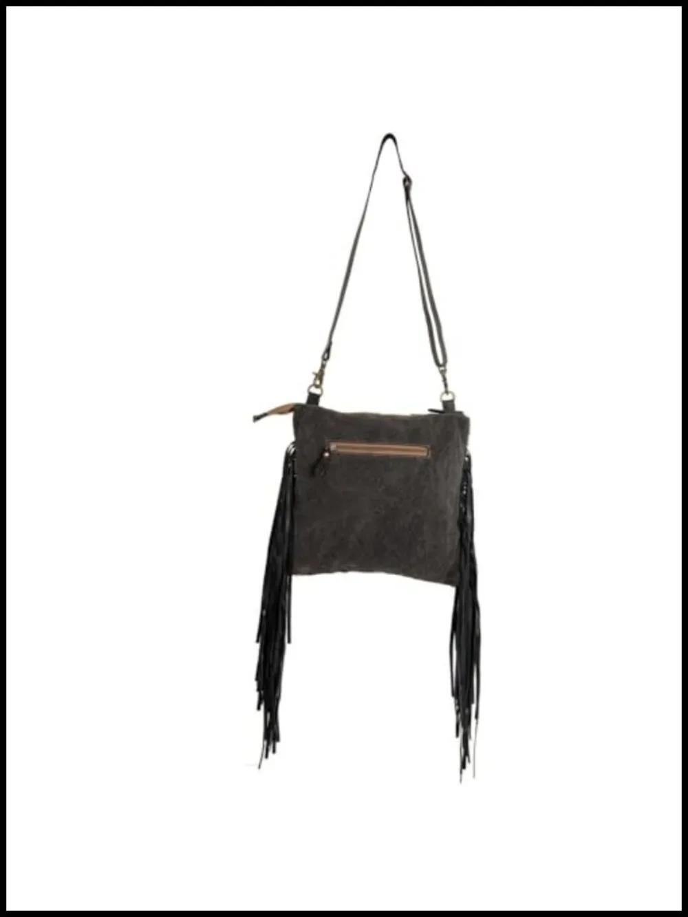 Tooled Leather Cowhide Crossbody Bag - Hand-Etched Western Purse